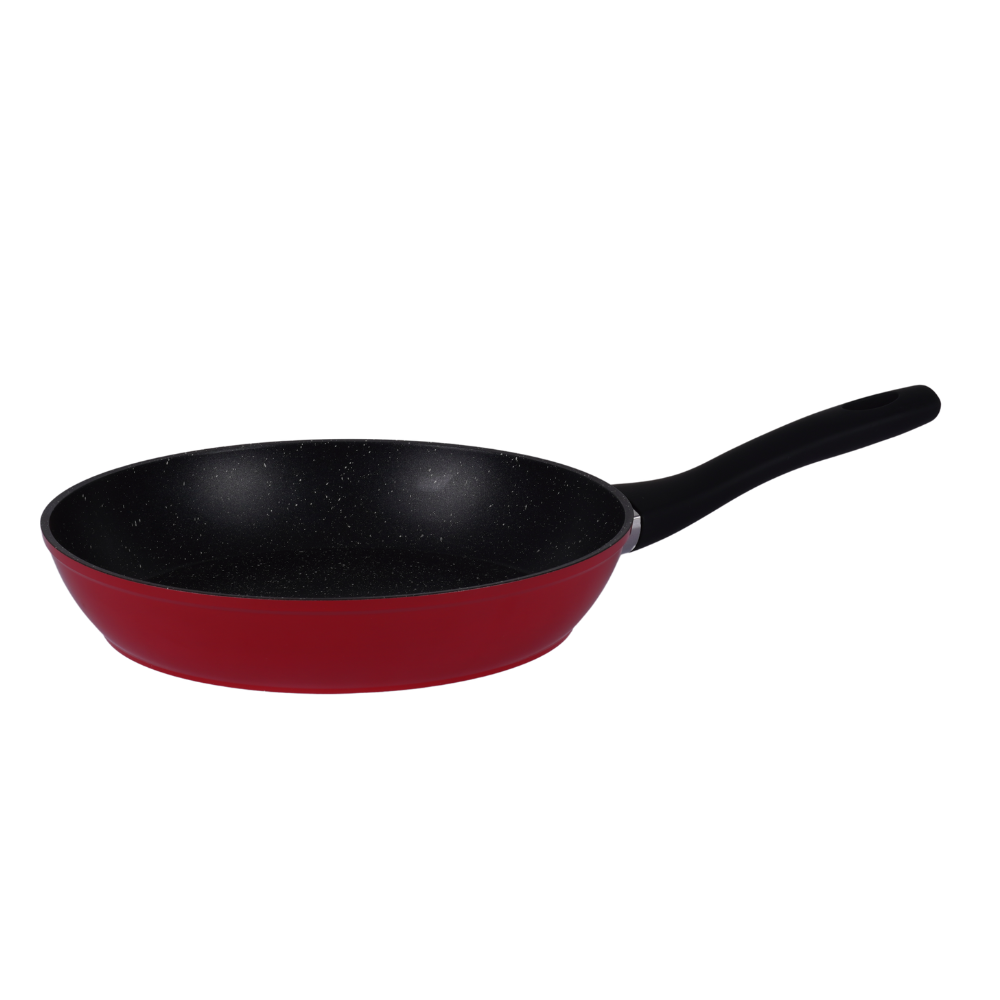 Cookline Forged Aluminum Nonstick Fry Pan with Induction Bottom – 24cm, 26cm, 28cm – Black with White Dots Interior & Red Shiny Exterior