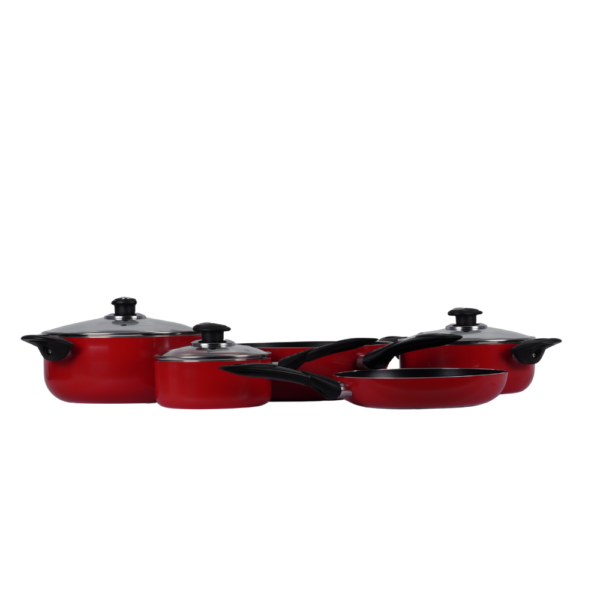 Cookline Pressed Aluminum Nonstick Cookware Set – 15 PCS – Red Shiny Exterior with Induction Bottom - Image 4