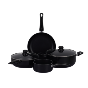 Cookline Pressed Aluminum Nonstick Cookware Set – 8 PCS – Black with Shiny Finish & Induction Bottom