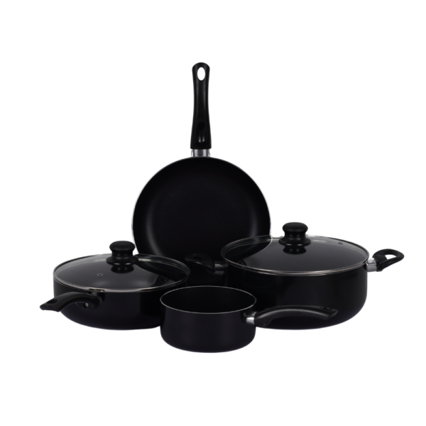 Cookline Pressed Aluminum Nonstick Cookware Set – 8 PCS – Black with Shiny Finish & Induction Bottom